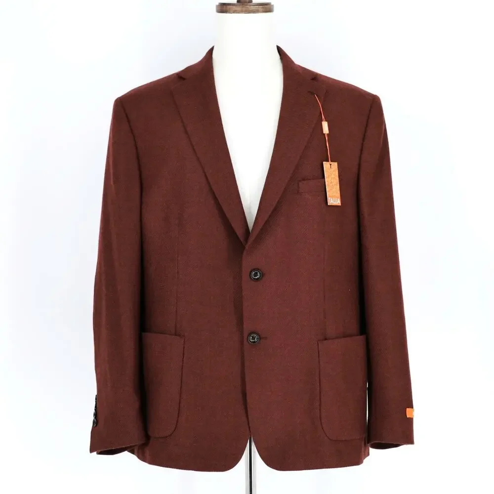 Tallia Men's Solid Rust Brown Wool Blend Classic Slim-Fit Sport Coat Size 48R